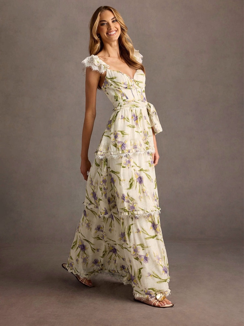 Azazie Atelier Quinn Tulip Multi Print Maxi Dress